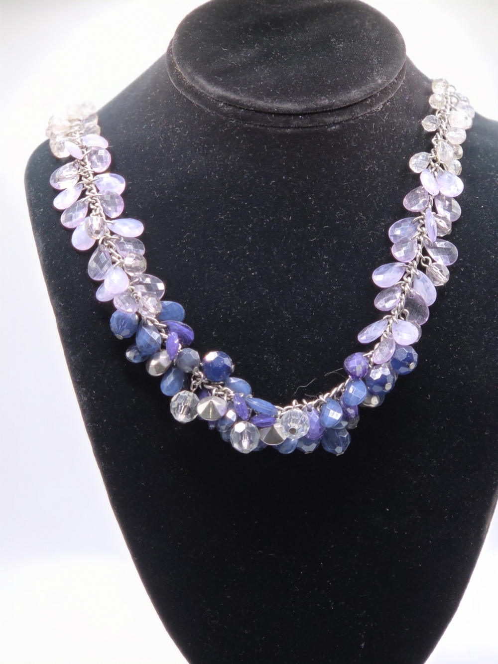 LOFT Lavender and Sapphire Multi-Bead Cluster Necklace